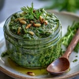Dandelion Pesto with Garlic