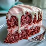 Pretty Rosé Velvet Cake with decadent cream cheese frosting and elegant gold accents.