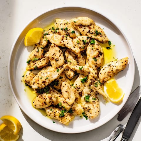 Sliced Lemon Pepper Chicken revealing tender, juicy meat, seasoned with bold black pepper and bright citrus zest.