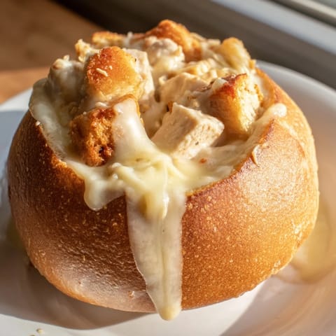 Chicken Alfredo Bread Bowl