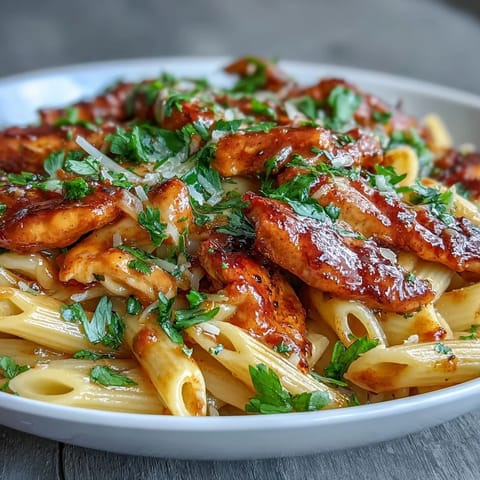 Creamy Honey Chipotle Chicken Pasta with vibrant cilantro garnish, a smoky sweet dinner.