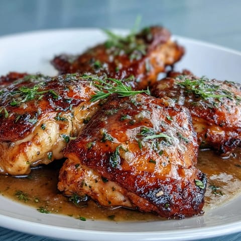 Slow Cooker Honey Mustard Chicken simmered in a crockpot, with minced garlic and herbs visible in the velvety sauce.