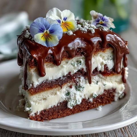 Spring Floral Drip Cake with Lemon Frosting: Elegant layer cake with zesty lemon frosting, soft vanilla sponge, and vibrant edible flowers, finished with a white chocolate drip.