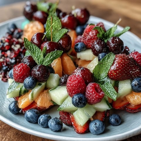 A vibrant graduation party fruit table with edible flowers and fresh berries for a festive celebration.  