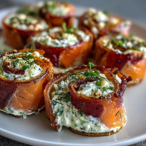 Smoked salmon and cucumber cream cheese pinwheels on a white platter, garnished with fresh dill.