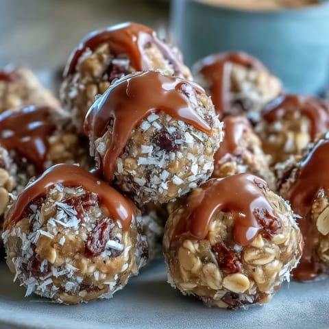 Wholesome no-bake oat bites with peanut butter and chocolate chips, perfect for a quick energy snack on the go.