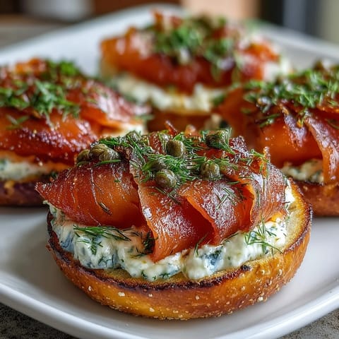 Smoked salmon bagel board with silky salmon slices, fresh bagels, and vibrant veggies for a festive Mother's Day brunch.