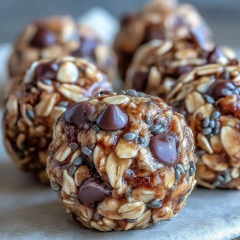 Delicious snack-sized protein balls with peanut butter and oats, perfect for a quick energy boost.