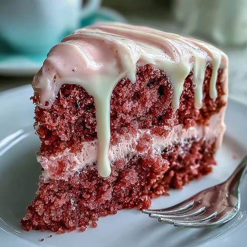 Pretty Rosé Velvet Cake with decadent cream cheese frosting and elegant gold accents.