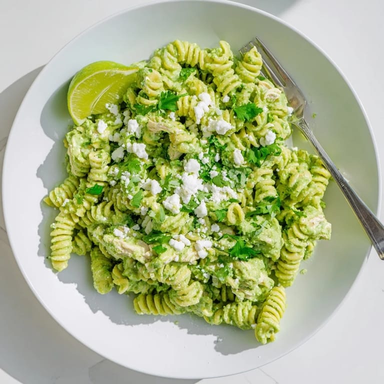 Easy Cilantro Lime Chicken Pasta tossed with herbs and spices, perfect for quick weeknight dinners, family-style on a rustic table.