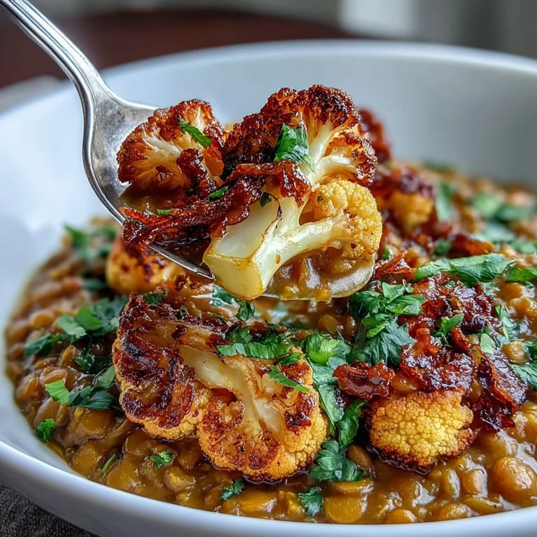 Aromatic dhal with tender cumin-roasted cauliflower, ideal for a comforting meal.