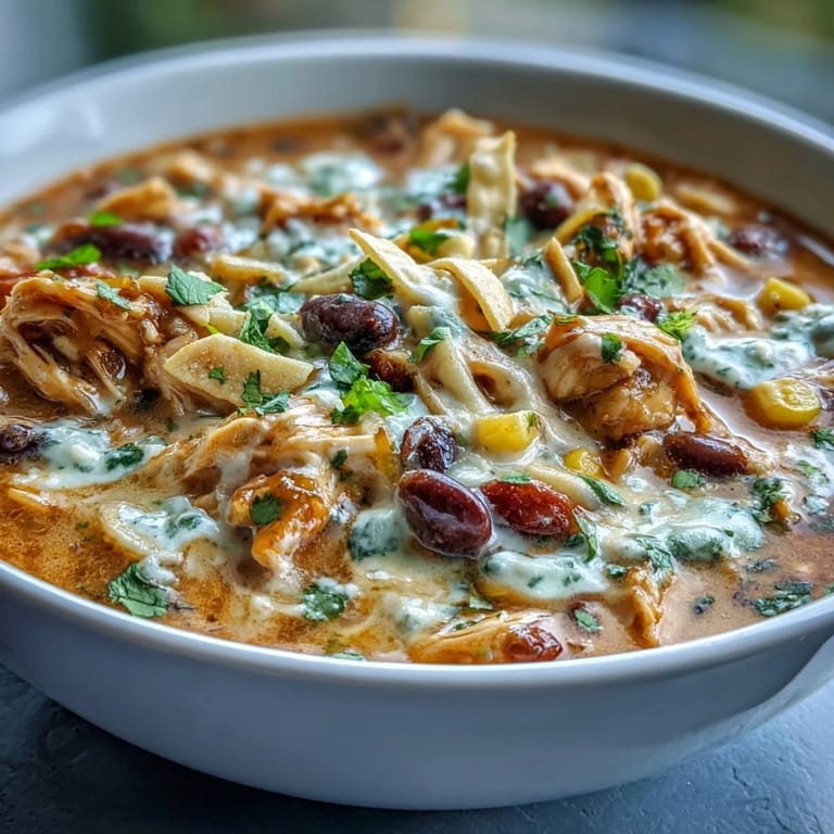 A hearty bowl of Easy Chicken Tortilla Soup garnished with lime wedges and melted cheddar cheese.  