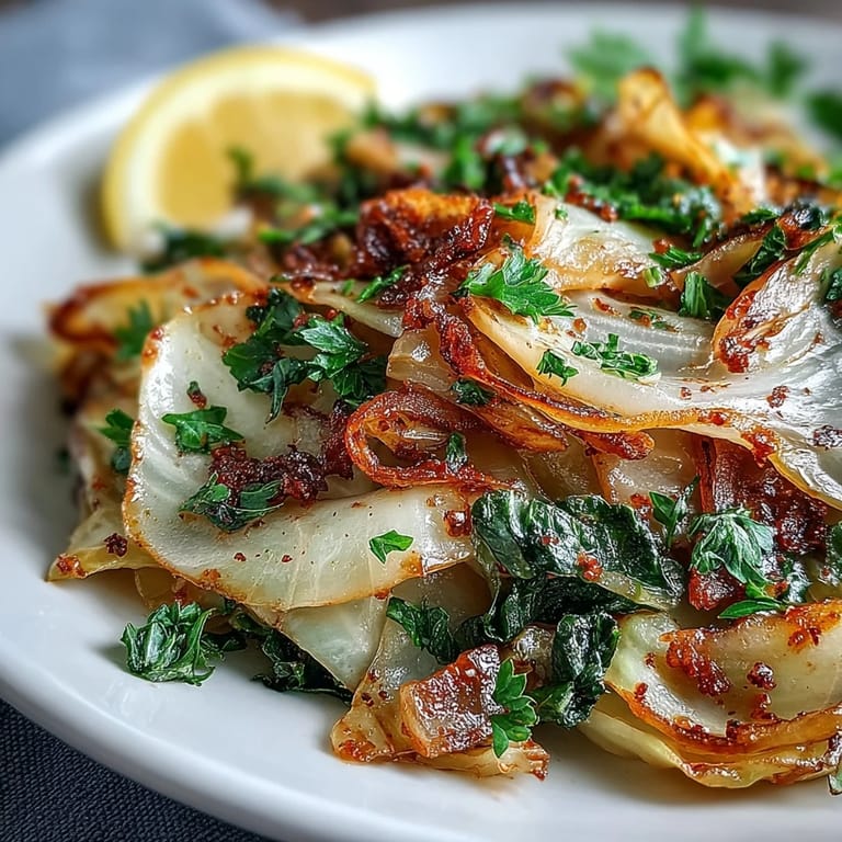 A vibrant plate of Sautéed Cabbage With Garlic and Mediterranean Spices served alongside grilled chicken for a healthy Mediterranean dinner.