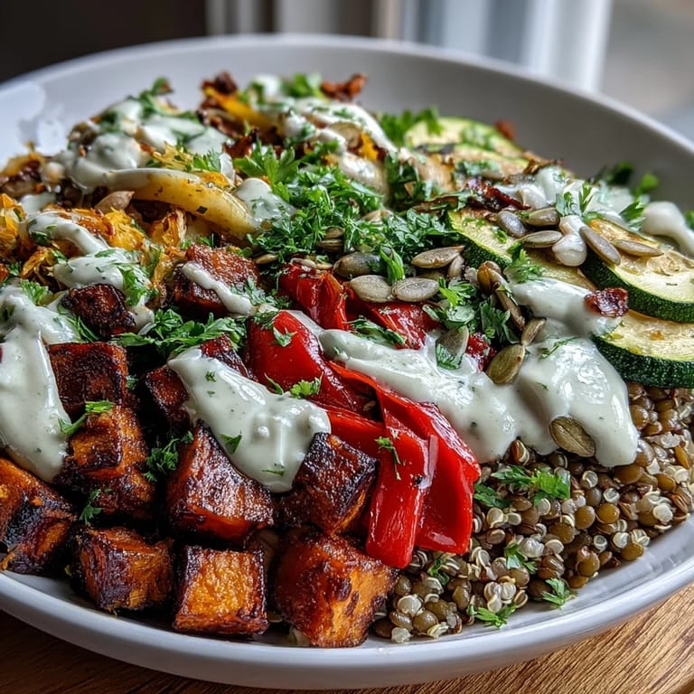 Served with pumpkin seeds, this hearty Lentil Power Bowl makes a nourishing plant-based meal.