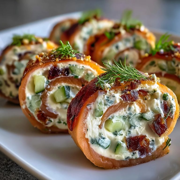 Platter of smoked salmon cucumber pinwheels with cream cheese, perfect for brunch or appetizers.