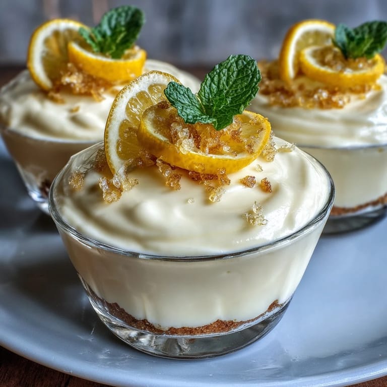 Bright and tangy lemon mousse paired with crisp shortbread cookies, served in individual cups for an elegant and light dessert perfect for entertaining.