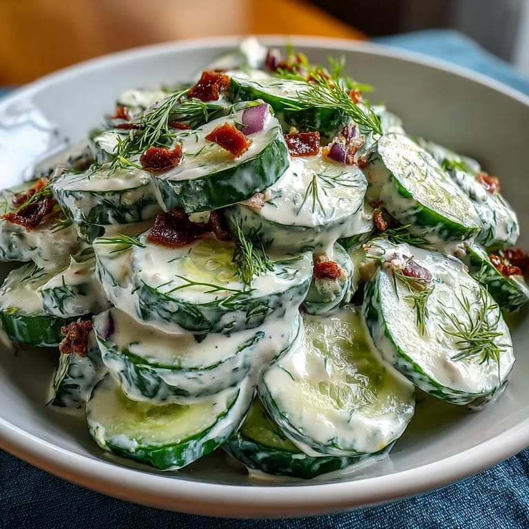 Chilled Creamy Cucumber Dill Salad with fresh dill, perfect for picnics and barbecues
