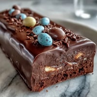 Pastel Chocolate Bark with Cadbury Eggs: A colorful Easter treat with swirls of white and pastel chocolate, topped with crunchy mini eggs and sprinkles.