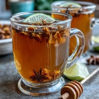 A steaming mug of dandelion root tea with ginger and turmeric, perfect for a cozy, anti-inflammatory drink.