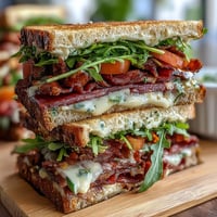 A vibrant loaded deli sandwich board overflowing with fresh breads, sliced meats, cheeses, vegetables, and colorful condiments for easy DIY sandwiches.