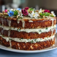 A light sponge cake with tangy lemon curd filling, beautifully adorned with pressed edible flowers for a spring-inspired dessert.