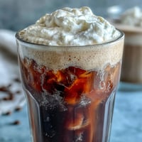 Smooth cold brew coffee with luscious vanilla sweet cream, a delightful summer treat.